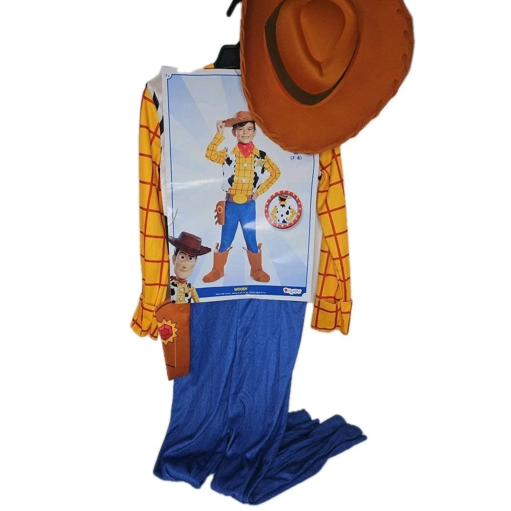 Disney Toy Story Woody Child's Size 7-8 Jumpsuit & Hat New Halloween Dress Up - Picture 2 of 10